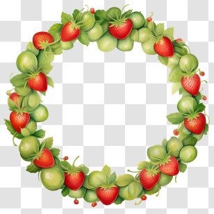 Strawberry - Fruit And Leaf Wreath Transparent PNG