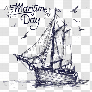 Maritime Day - Vintage Sailing Ship For Maritime Day Transparent PNG