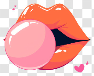 Lips Blowing Bubblegum - Lips Blowing A Pink Bubble Gum Transparent PNG