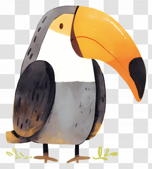 Watercolor Toucan - Cartoon Toucan With Colorful Beak Transparent PNG