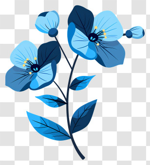Blue Flowers - Elegant Blue Flower With Petals Transparent PNG