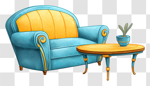 Couch And Table - Cozy Sofa And Table Transparent PNG