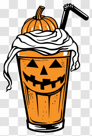 Halloween Milkshake - Pumpkin Spice Drink With Halloween Theme Transparent PNG