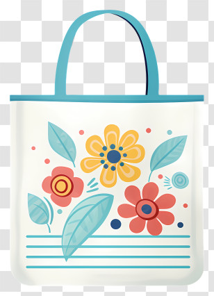 White Tote Bag - Tote Bag With Floral Design Transparent PNG