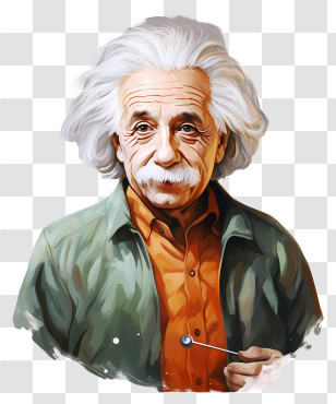 Realistic Style Albert Einstein Portrait - Famous Scientist Cartoon Illustration Transparent PNG