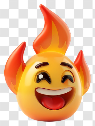 3d Cartoon - Flaming Happy Face Emoji Transparent PNG