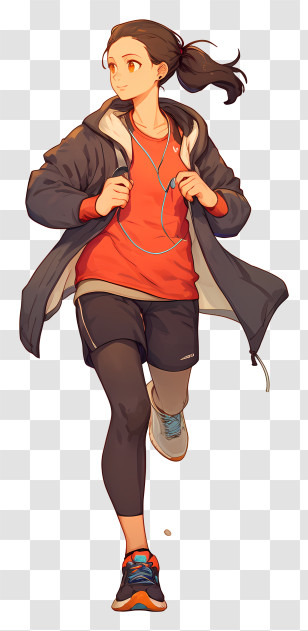 Anime Girl Jogging - Girl Jogging In Sportswear Transparent PNG