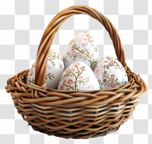 Eggs In Basket - Beautiful Easter Egg Basket Transparent PNG