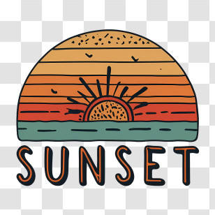 Sunset - Colorful Sunset Illustration Logo Design Transparent PNG
