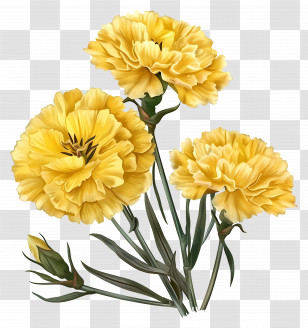 Carnation Yellow - Yellow Carnation Flowers Blooming Transparent PNG