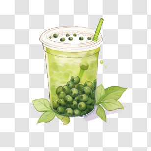 Matcha Bubble Tea
 - Green Bubble Tea With Tapioca Pearls Transparent PNG