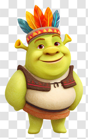 Thanksgiving Shrek - Friendly Green Ogre With Feathers Transparent PNG