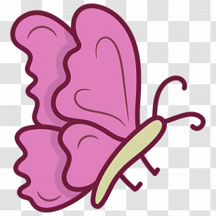 Flying Butterfly - Pink Butterfly Illustration With Cartoon Style Transparent PNG