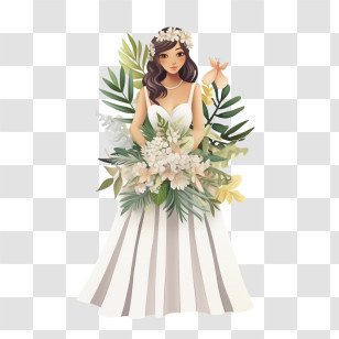 Wedding Dress
 - Bride Holding A Bouquet Transparent PNG