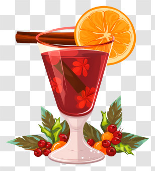 Cocktail - Festive Cocktail With Orange Slice Transparent PNG