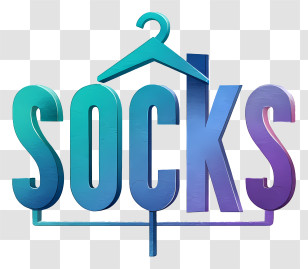 Socks Logo - Socks 3D Wordmark With Hanger Icon Transparent PNG
