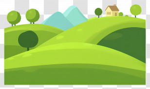 Grass Hill - Green Hills With House And Trees Illustration Transparent PNG