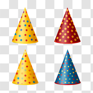 Birthday Hat - Colorful Polka Dot Party Hats Transparent PNG