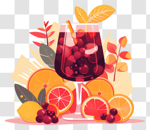 Fruit Punch - Glass Of Fruit Punch With Fresh Citrus And Berries Transparent PNG