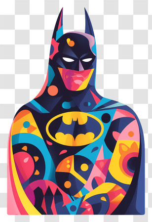 Abstract Batman - Colorful Illustration Of A Pop Art Superhero Transparent PNG