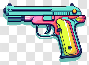 Colorful Pistol - Colorful Gun Art Illustration Transparent PNG
