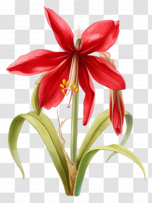 Amaryllis Flower - Red Amaryllis Flower Illustration Transparent PNG
