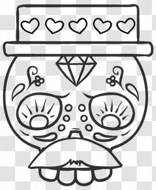 Calavera Paper Coloring Book Day Of The Dead Mandala - Line Art - Sugar Skulls Transparent PNG