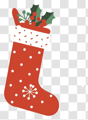 Christmas Stocking - Festive Red Christmas Stocking With Decorations Transparent PNG