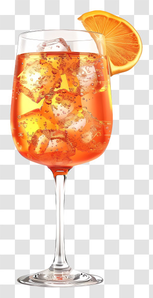 Aperol - Vibrant Orange Cocktail With Ice And Slice Transparent PNG