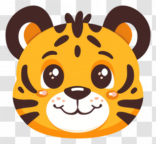 Cute Tiger Face - Cute Tiger Face Cartoon Drawing Transparent PNG