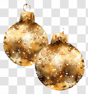 Glitter Ball Ornaments - Gold Sparkling Christmas Ornaments Transparent PNG