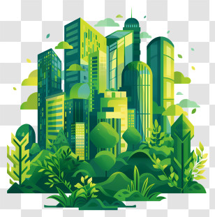 Green City - Green City With Nature Elements Transparent PNG