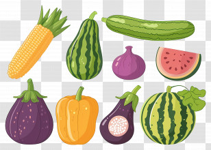 Food Background - Illustration Of Various Vegetables And Fruits Transparent PNG