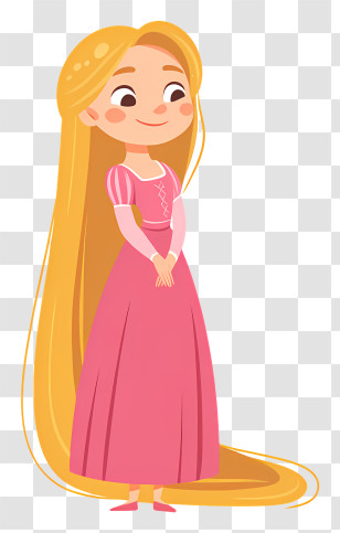 Cute Princess Rapunzel - Long-haired Princess In Pink Dress Transparent PNG