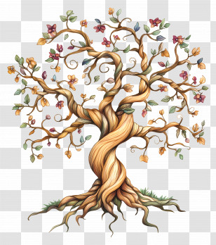 Tree Of Life - Decorative Tree With Twisted Trunk Transparent PNG
