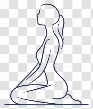 Female Figure - Line Art Woman Sitting In Meditation Pose Transparent PNG