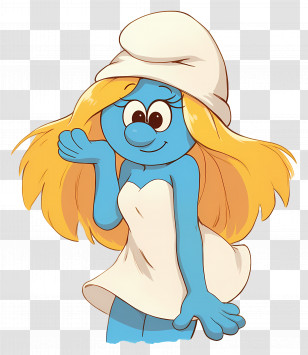 Smurfette - Blue Cartoon Character With Yellow Hair Transparent PNG