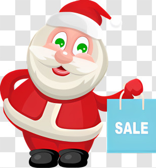 Icon - Santa Claus Cartoon Holding Sale Bag Transparent PNG