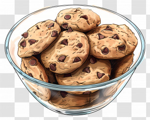 Chocolate Chip Cookies - Tasty Bowl Of Chocolate Chip Cookies Transparent PNG