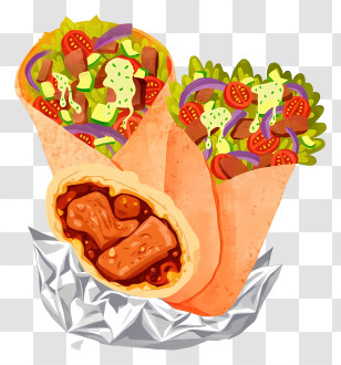 Shawarma Wrap - Colorful Twin Wraps Illustration Transparent PNG