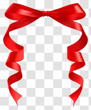 Red Ribbon Frame - Elegant Red Ribbon Bow Decoration Transparent PNG