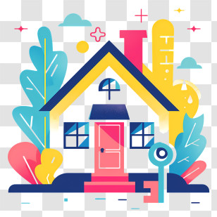 Real Estate House With A Key - Small Cute Doodle House Transparent PNG