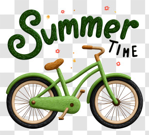 Summer Logo Word - Green Bicycle Summer Time Transparent PNG
