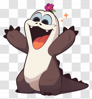 Cartoon Character - Cute Creature With Flower Cartoon Transparent PNG