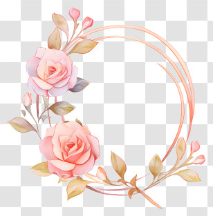 Pink Roses - Romantic Rose Wreath Design Transparent PNG