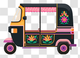 Indian Auto Rickshaw - Colorful Decorated Rickshaw Transparent PNG