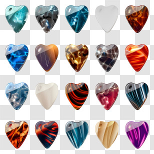 Guitar Picks - Colorful Heart Pendants Collection Transparent PNG