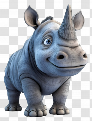 3d Rhinoceros - Cute Cartoon Rhino Smiling Transparent PNG