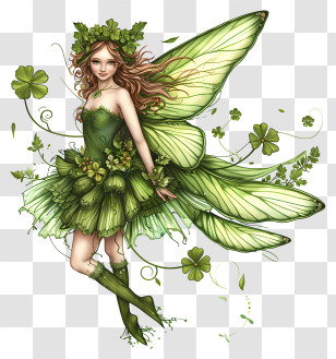 Fairy - Green Fairy With Leafy Wings Transparent PNG