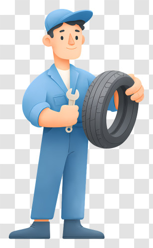 Automotive Repair Service - Friendly Mechanic With Tire Transparent PNG
